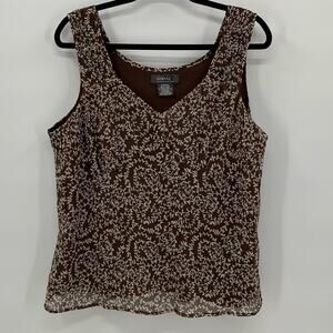 VTG Womens XL(16/18) Babydoll Top Brown V-Neck Layer Y2K Preppy Romantic Career